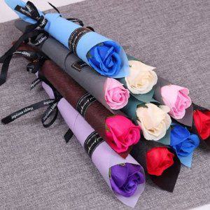 발렌타인데이 어버이 답례품 장미 꽃다발 꽃 한송이 선물 비누