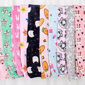 시보리 바지 수면 부드러운 여성 파자마 따뜻한 극세사