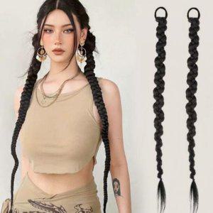 가발 밴드형 부분 믹스 땋기 핸드메이드 여성 헤어밴드 포니테일