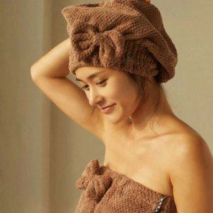 타올 두피 머리 드라이 수건 케어 극세사 헤어 리본