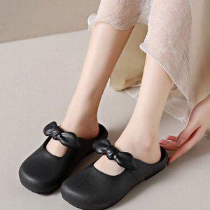 리본 여성 쿠션 슬리퍼 사무실 둥근코 데일리 푹신한