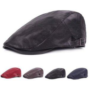 모자 베레모 가을 겨울 남성 가죽 빵