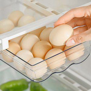 투명 트레이 수납 계란 리필 보관함 서랍식 자동 슬라이딩
