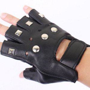 징박힌 여성 가죽 반장갑 여성징 반손가락 공연용 운전용