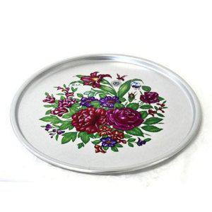 레트로 주방용 양은 원형 빈티지 서빙 업소용 다용도 쟁반