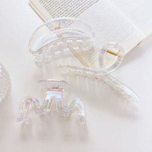 긴머리 단발반묶음 왕집게핀 오로라 장식핀