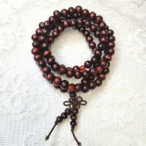 매듭 8mm 기도용 염주 홍단 단주 불교 목걸이 108