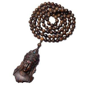 목걸이 염주 펜던트 불교 관음상 침향 원목