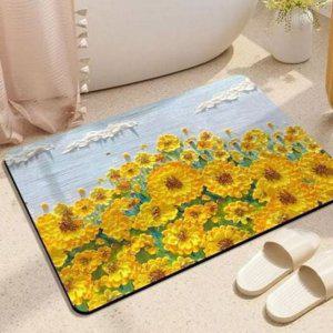 해바라기 물기제거 디자인 발 흡수력 매트 규조토