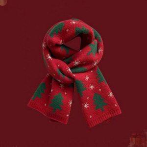 겨울 두꺼운 여성 크리스마스 목도리 머플러 니트 배색