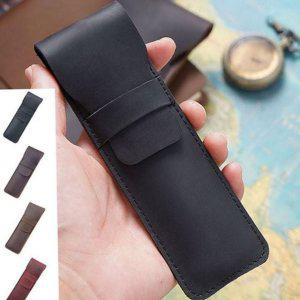 필통 수제 케이스 펜 만년필 2구 가죽 플립형 파우치