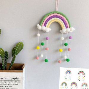 무지개 벽장식 키즈룸 인테리어 핸드메이드 마크라메 홈데코