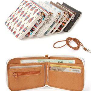 학생 지갑 남성 지퍼형 휴대용 스트랩 카드 목걸이