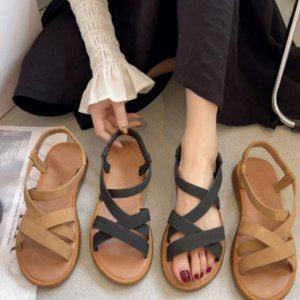 데일리 푹신 고무 여름 샌들 여성 미끄럼 밴딩 스트랩