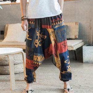 남성 통바지 와이드 배기 7부 루즈핏 하렘 캐주얼 팬츠