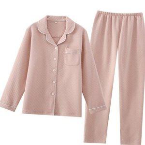 커플 겨울 누빔 여성 순면 파자마 잠옷