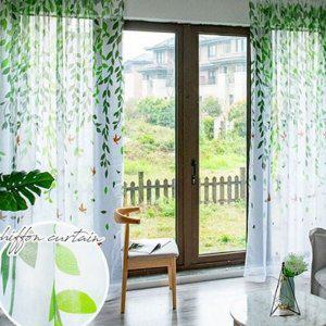 나뭇잎 커튼 레이스 암막 안방 거실 쉬폰