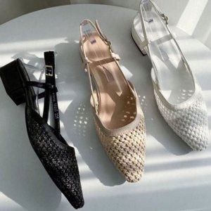 샌들 낮은굽 스트랩 캐주얼 데일리 라탄 여름 여성