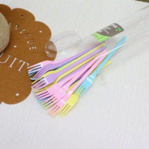 다용도 일회용 과일 포크 피크닉 휴대용 다채로운 플라스틱