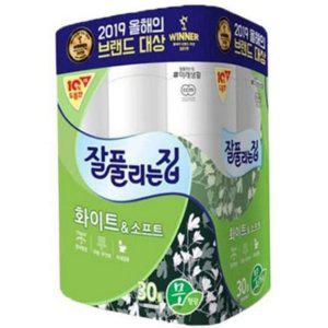 두루마리화장지 도톰한 무인쇄 엠보싱 롤화장지 3겹 데코 30롤 가정용