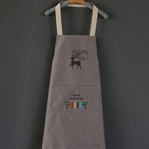 여성 앞치마 포켓 가슴받이 어깨 바리스타 주방 카페 린넨