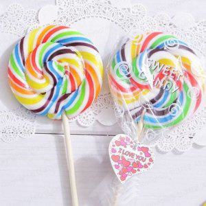 어린이 막대 선물용 알록달록 무지개 롤리팝 개별포장 사탕 파티