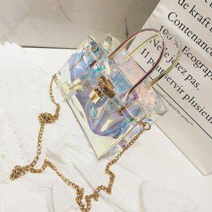 크로스 체인 홀로그램 가방 여성 투명 데일리 백