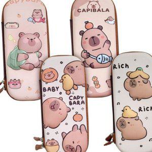 케이스 필통 동물 카피바라 파우치 학용품 하드 휴대용 지퍼