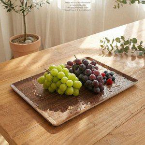 우드 트레이 나무쟁반 스퀘어 플레이트 대형 월넛 수납용 식탁 쟁반 L