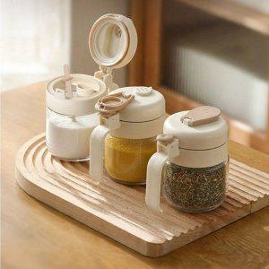 실리콘 밀폐 양념 통 세트 조리 소스 저장 용기 스푼 포함 보관 3P