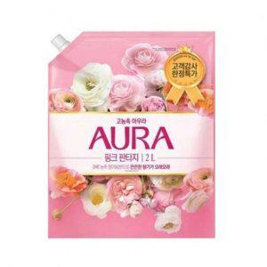 아우라 고농축 섬유유연제 2L 핑크판타지 1P 리필용 빨래 향기좋은