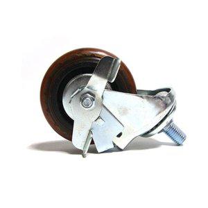 4인치 볼트식 회전 바퀴 스틸 휠 락 브레이크 포함 산업용 운반용