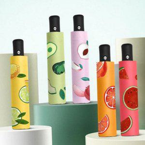 우산 3단 패턴 디자인 전자동 과일 휴대용 양산 데일리