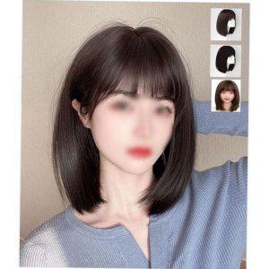 앞머리 통가발 스트레이트 중단발 여성 가발 머리 단발
