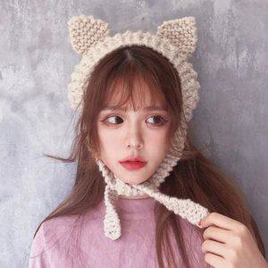 고양이 귀귀 데일리 방한 털실 귀도리 따뜻한 겨울