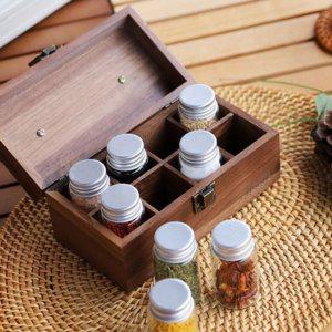 수납함 우드 양념통 핸디 글라스 나무 조미료 보관함 휴대