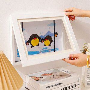 다중 액자 아트월 어린이 원목 벽걸이 그림 보관함