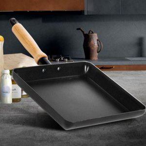 안전 프라이팬 철제 팬 전용 계란말이 사각 우드