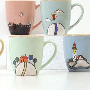 머그컵 일러스트 신혼부부 북유럽풍 도자기 찻잔 커피 집들이