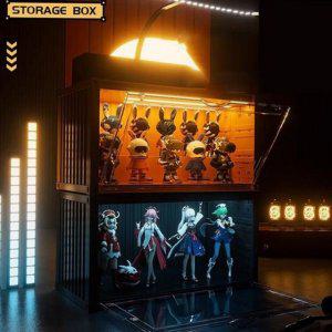 투명 아크릴 컨테이너 피규어 수납함 장식장 led
