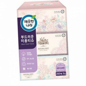 먼지없는 티슈 미용 입 3 250매 부드러운 푸쉬업 곽티슈