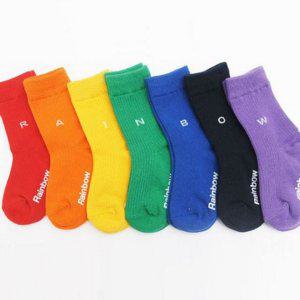 무지개 키즈 유아 아동 양말 학생 어린이 주니어