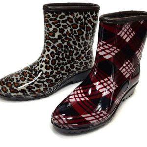 호피무늬 방수 방한 여성 겨울 기모 부츠 장화
