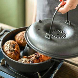 캠핑 무쇠 가정용 야외 군밤 군고구마 냄비 직화