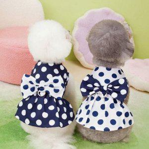 도트 반려동물 드레스 원피스 나시 웨딩 소형견 리본 강아지