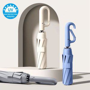 좋은 카라비너 3단 자동우산 10K 버클형 손잡이 자외선차단 접이식우산 대형 암막 양우산 판촉물 인쇄가능