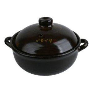 국산 황토 도자기 손잡이 뚝배기 내열냄비 - 대