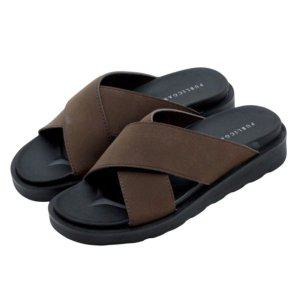 컷팅 크로스 밴딩 슬리퍼 (브라운) 사무실 편안한 실내화