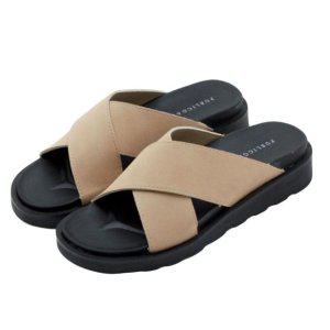 컷팅 크로스 밴딩 슬리퍼 (베이지) 사무실 편안한 실내화