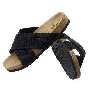 남성 크로스 코르크 슬리퍼 (블랙) 편안한 짜임 휴양지 바캉스